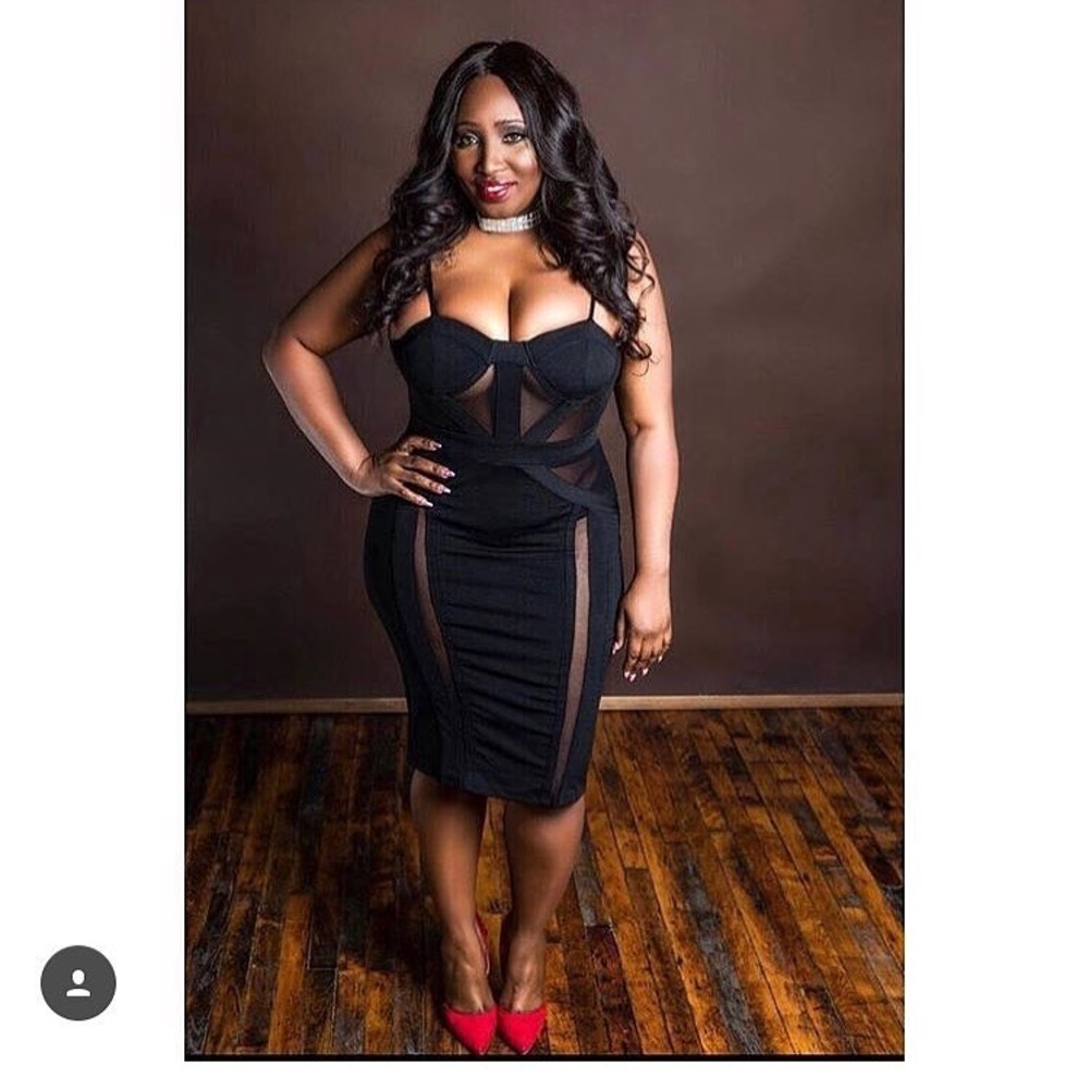 Sexy black mesh panel dress